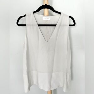 Everlane Sleeveless V-neck Silk Blouse Grayish White